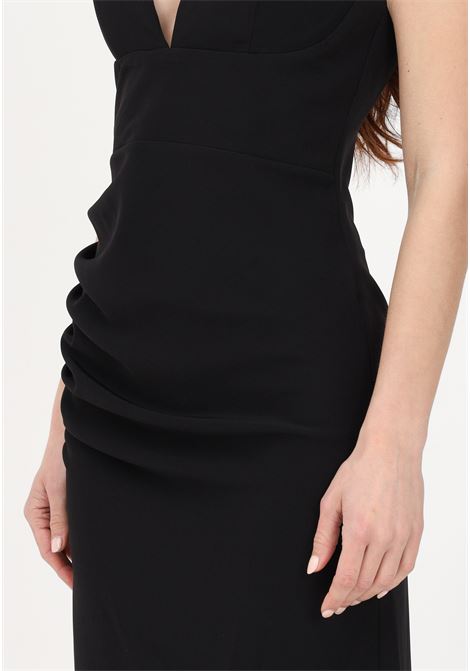 Long black dress for women with side slit VALERIA MAZZA | 288NERO