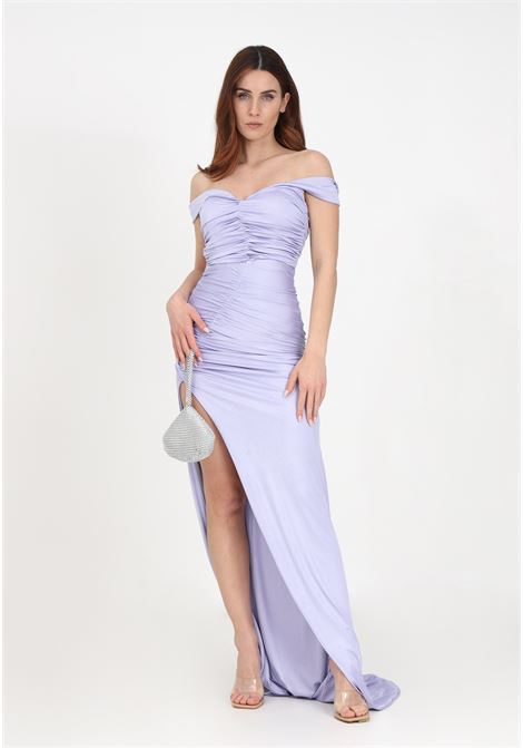 Long lilac women's dress with boat neckline VALERIA MAZZA | 298GLICINE