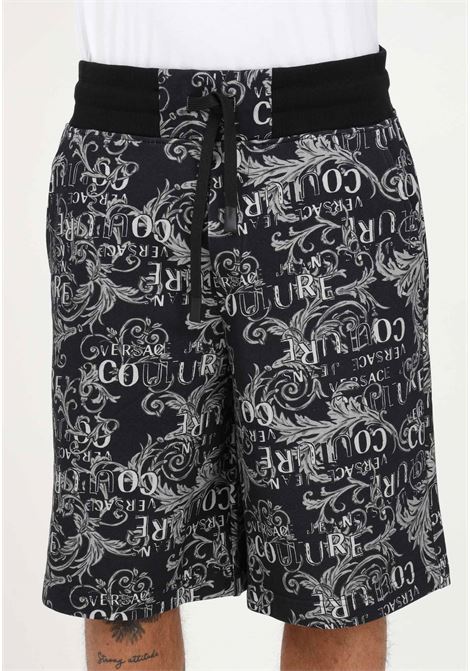 Shorts casual nero da uomo con stampa Logo Couture VERSACE JEANS COUTURE | Shorts | 74GAD3B0FS063899