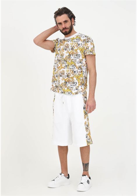 Shorts casual bianco da uomo con fantasia Logo Couture laterale VERSACE JEANS COUTURE | Shorts | 74GAD3C0FS063G03
