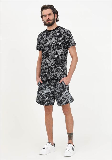Shorts casual nero da uomo con fantasia Logo Couture VERSACE JEANS COUTURE | Shorts | 74GADD18CQS51801