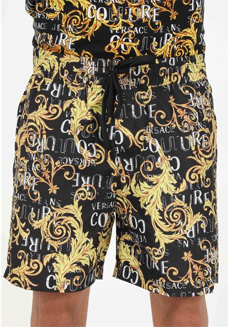 Shorts casual nero da uomo con fantasia Logo Couture VERSACE JEANS COUTURE | Shorts | 74GADD18CQS51G89 899-948