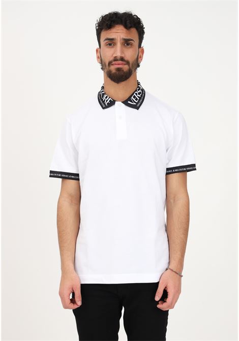 White polo shirt for men with printed logo VERSACE JEANS COUTURE | Polo T-shirt | 74GAGT02CJ01T003