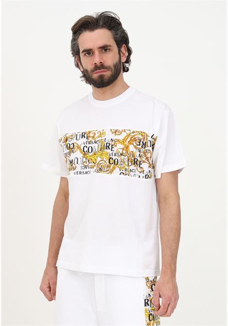 T-shirt casual bianca da uomo con dettaglio Logo Couture VERSACE JEANS COUTURE | T-shirt | 74GAH617JS161G03