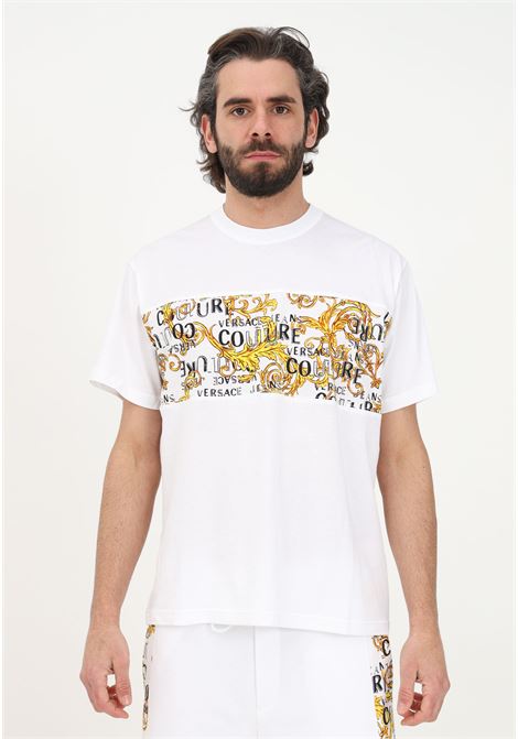 Men's white casual t-shirt with Logo Couture detail VERSACE JEANS COUTURE | T-shirt | 74GAH617JS161G03