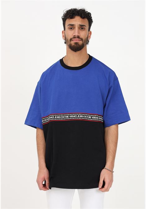 T-shirt casual bicolore da uomo divisa da fascia logata VERSACE JEANS COUTURE | T-shirt | 74GAH618J0005206