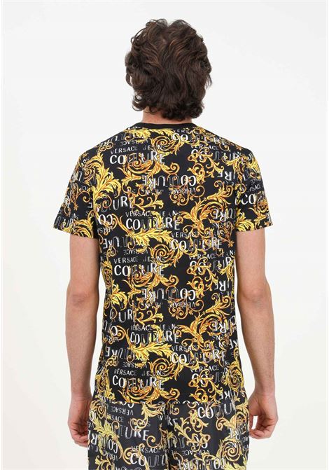 T-shirt casual nera da uomo con fantasia Logo Couture VERSACE JEANS COUTURE | T-shirt | 74GAH6S0JS161G89