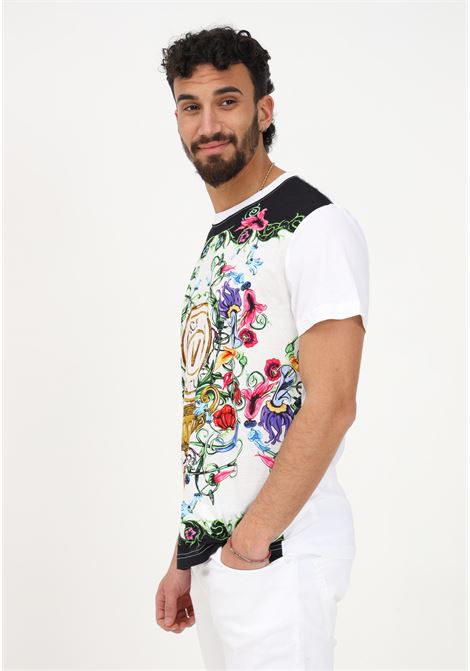T-shirt casual bianca da uomo con stampa logo V-Emblem Garden VERSACE JEANS COUTURE | T-shirt | 74GAH6SGJS174G03