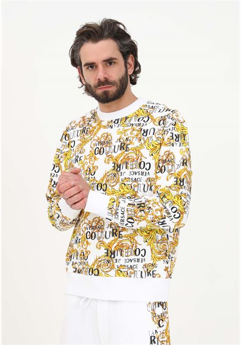 White crewneck sweatshirt for men with Logo Couture pattern VERSACE JEANS COUTURE | Sweatshirt | 74GAI3R0FS063G03