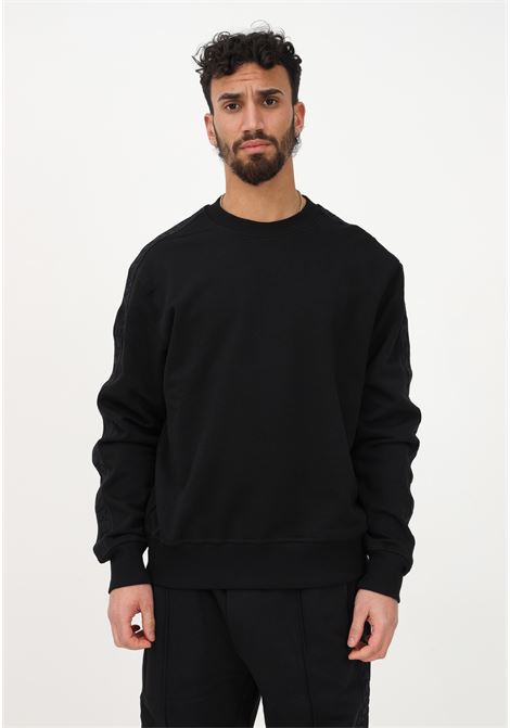 Black crewneck sweatshirt for men with logoed bands along the sleeves VERSACE JEANS COUTURE | Sweatshirt | 74GAI3R9F0010899