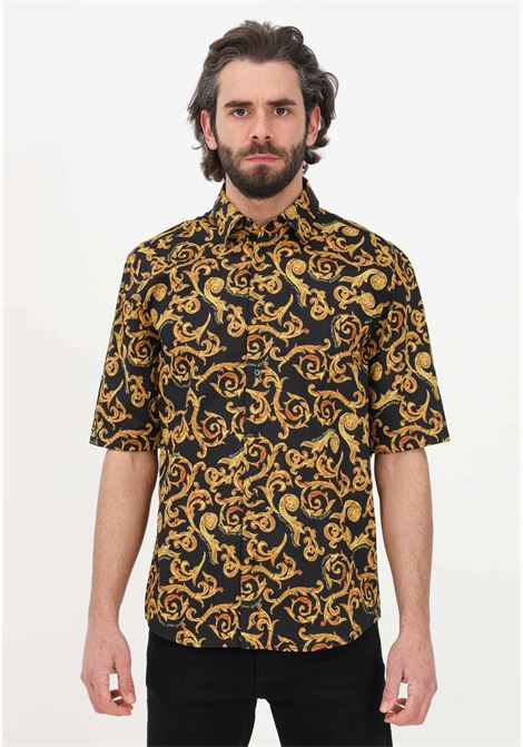 Black men's shirt with all-over Sketch Couture pattern VERSACE JEANS COUTURE | Shirt | 74GAL211NS196G89