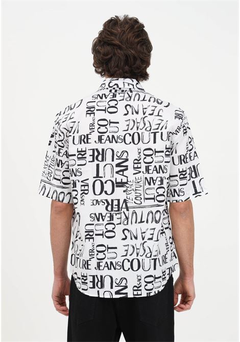 Camicia casual bianca da uomo con stampa Logo Couture all over VERSACE JEANS COUTURE | Camicie | 74GAL219NS210003