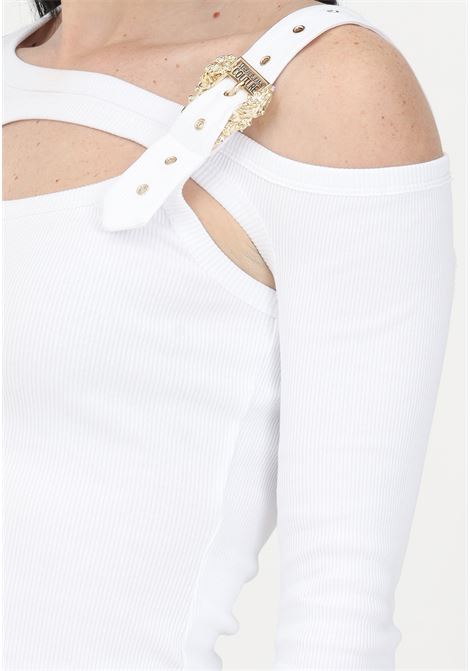 Women's white long-sleeved shirt with Baroque buckle VERSACE JEANS COUTURE | Knitwear | 74HAH607J0004003