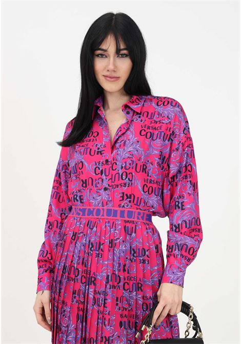 Camicia casual fuxia da donna con Logo Couture e fantasia baroque VERSACE JEANS COUTURE | Camicie | 74HAL211NS219406