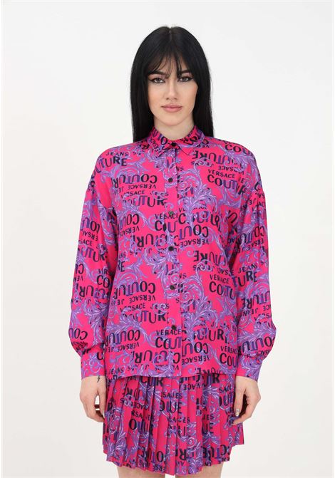 Camicia casual fuxia da donna con Logo Couture e fantasia baroque VERSACE JEANS COUTURE | Camicie | 74HAL211NS219406