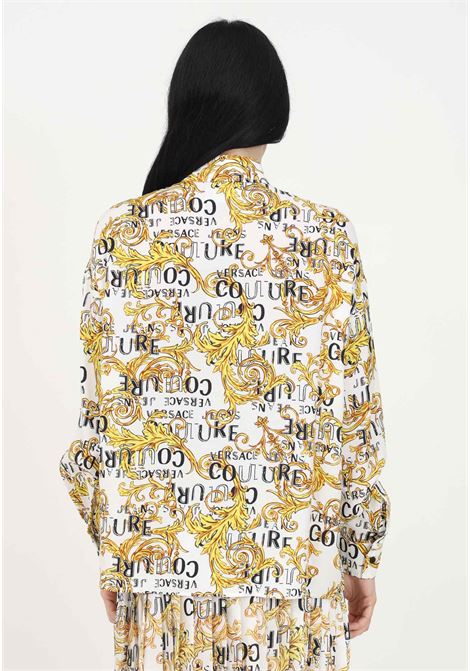 Camicia casual bianca da donna con Logo Couture e fantasia baroque VERSACE JEANS COUTURE | Camicie | 74HAL211NS219G03 003-948