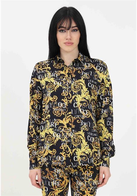 Black casual shirt for women with Logo Couture and baroque pattern VERSACE JEANS COUTURE | Shirt | 74HAL211NS219G89  899-948