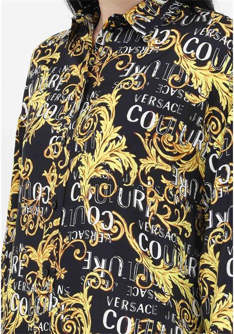 Camicia casual nera da donna con Logo Couture e fantasia baroque VERSACE JEANS COUTURE | Camicie | 74HAL211NS219G89  899-948