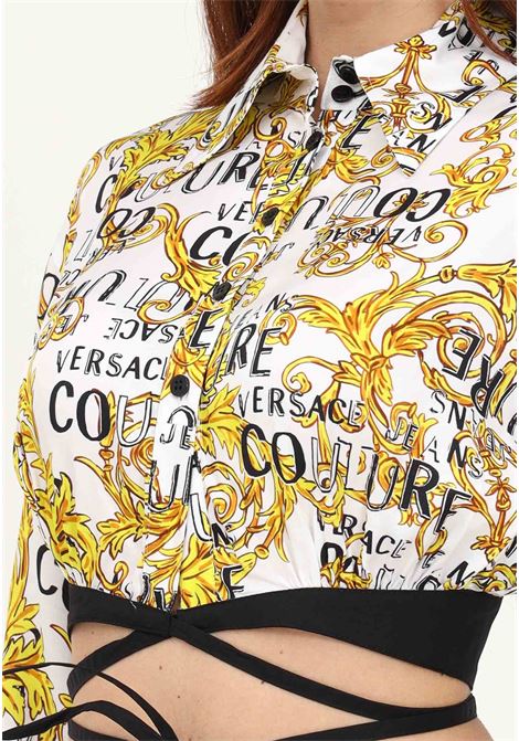 Camicia casual bianca da donna con fantasia Logo Couture VERSACE JEANS COUTURE | Camicie | 74HAL215NS219G03 003-948