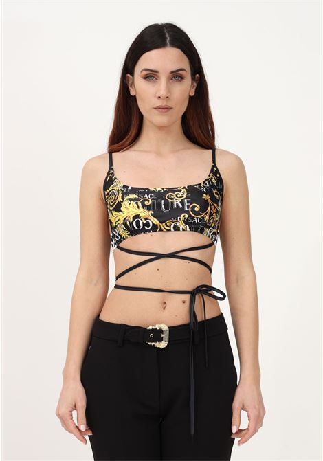 Black casual top for women with Logo Couture pattern VERSACE JEANS COUTURE | Top | 74HAM231JS178G89 GOLD-899