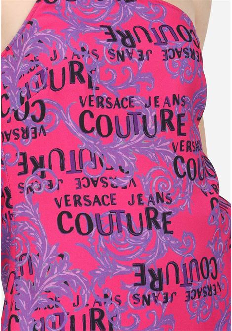 Fuchsia casual top for women with logo print and baroque pattern VERSACE JEANS COUTURE | Top | 74HAM240NS228406