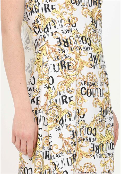 Short white women's dress with Logo Couture print and baroque pattern VERSACE JEANS COUTURE | 74HAO911NS228G03