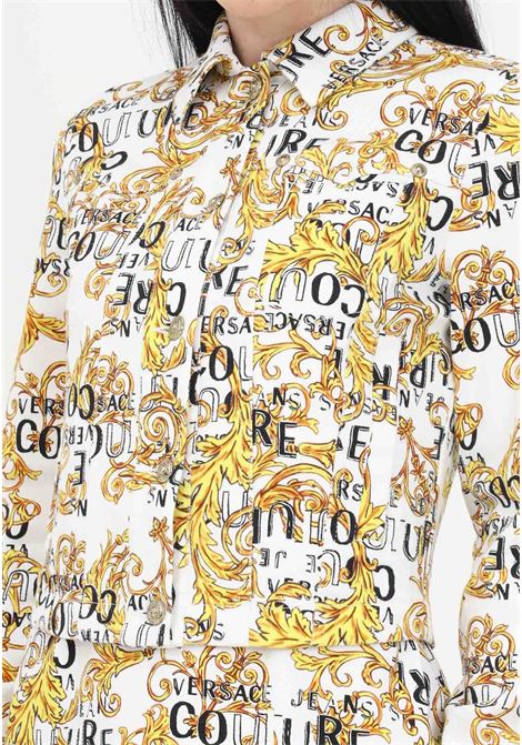 Giubbotto in denim bianco da donna con Logo Couture e bottoni logati VERSACE JEANS COUTURE | Giubbotti | 74HAS453ES042L54G03 003-948
