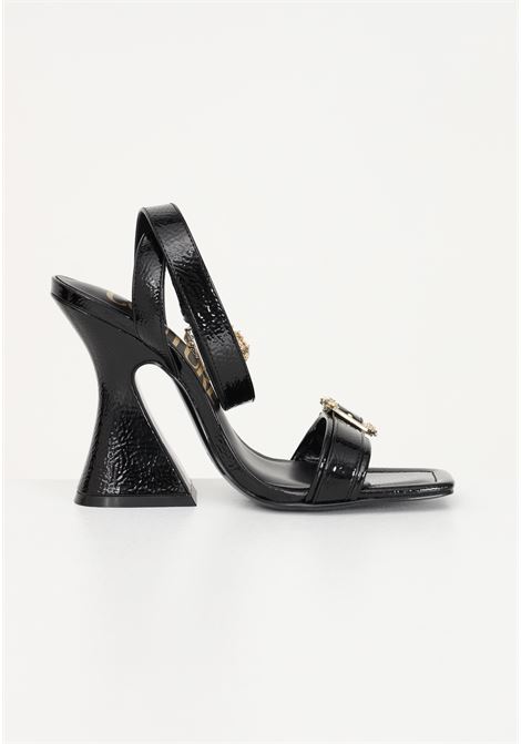 Women's black sandals with block heels and Baroque buckle straps VERSACE JEANS COUTURE | Sandals | 74VA3S36ZS539899
