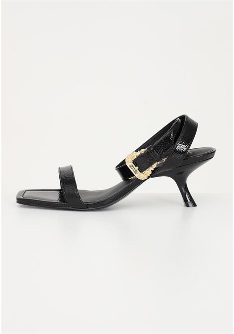 Black sandals for women with straps and Baroque buckle VERSACE JEANS COUTURE | Sandals | 74VA3S40ZS539899
