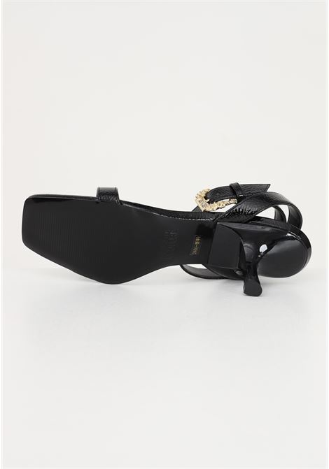 Black sandals for women with straps and Baroque buckle VERSACE JEANS COUTURE | Sandals | 74VA3S40ZS539899