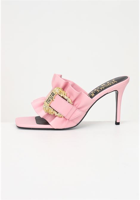 Pink open mules for women with Baroque buckle VERSACE JEANS COUTURE | Sandals | 74VA3S7071570443