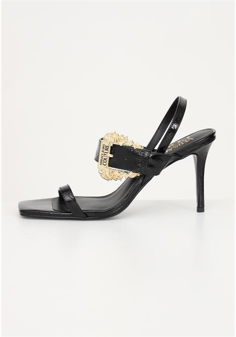 Women's black high sandals with baroque buckle VERSACE JEANS COUTURE | Sandals | 74VA3S71Zs539899