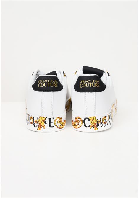 White casual sneakers for women with Logo Couture print and logo lettering VERSACE JEANS COUTURE | Sneakers | 74VA3SKLZP239MD7