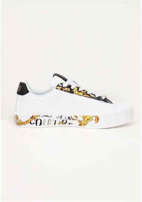 White casual sneakers for women with Logo Couture print and logo lettering VERSACE JEANS COUTURE | Sneakers | 74VA3SKLZP239MD7