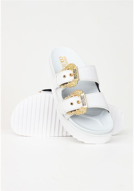 White slippers for women with plateau and Baroque buckles VERSACE JEANS COUTURE | slipper | 74VA3SM1ZS539003