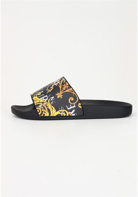 Black slippers for women with Logo Couture print VERSACE JEANS COUTURE | slipper | 74VA3SQ3ZS631G89