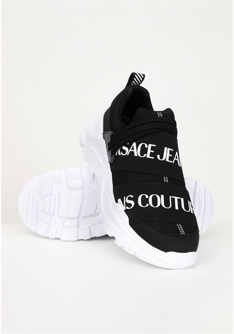 Black casual sneakers for men with logoed elastic bands VERSACE JEANS COUTURE | Sneakers | 74YA3SC6ZS697899