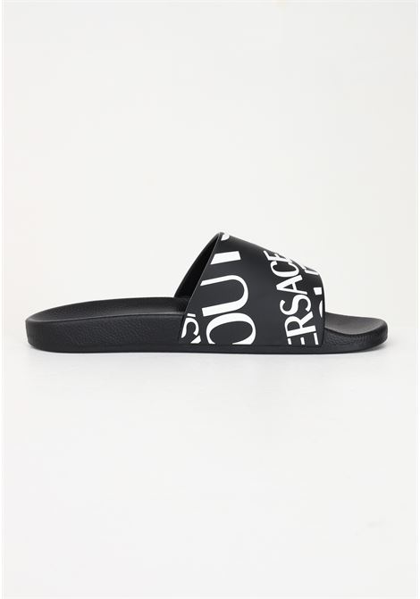 Black men's slippers with contrasting logo VERSACE JEANS COUTURE | slipper | 74YA3SQ171352899