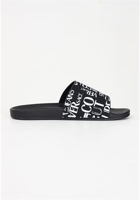 Black men's slippers with logo print VERSACE JEANS COUTURE | slipper | 74YA3SQ4ZS638L01