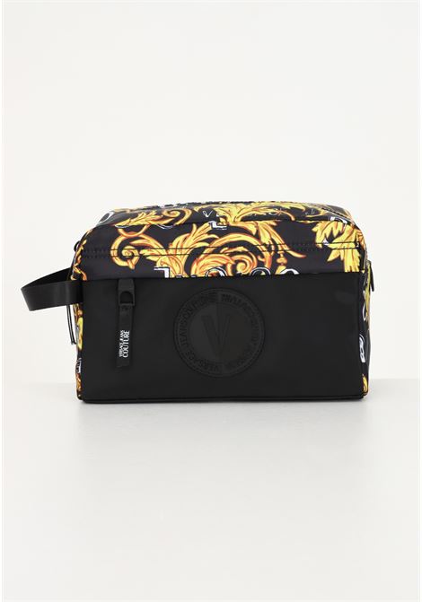 Black clutch bag for men with Logo Couture print and V-Emblem logo VERSACE JEANS COUTURE | Bag | 74YA4B7CZS588G89