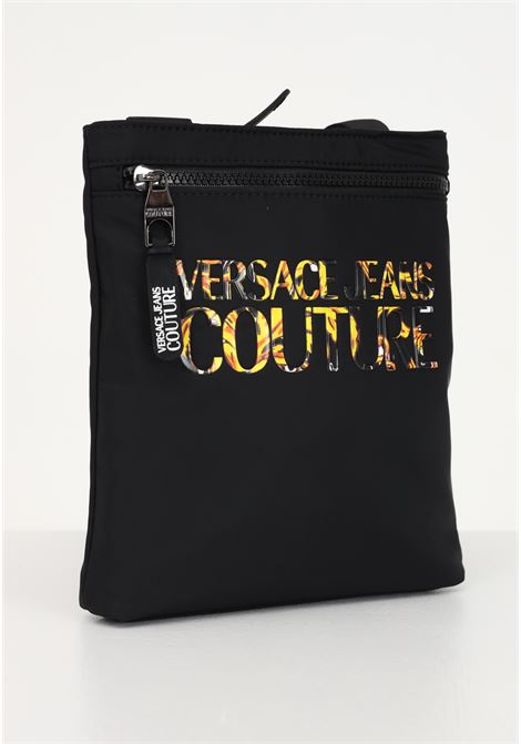 Men's black shoulder bag with logo embellished with Logo Couture pattern VERSACE JEANS COUTURE | Bag | 74YA4B94ZS394M09