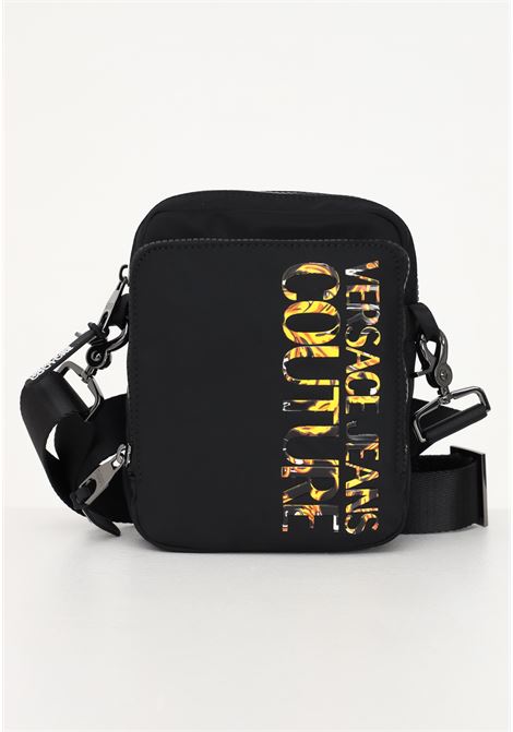 Men's black shoulder bag with logo embellished with Logo Couture pattern VERSACE JEANS COUTURE | Bag | 74YA4B96ZS394M09