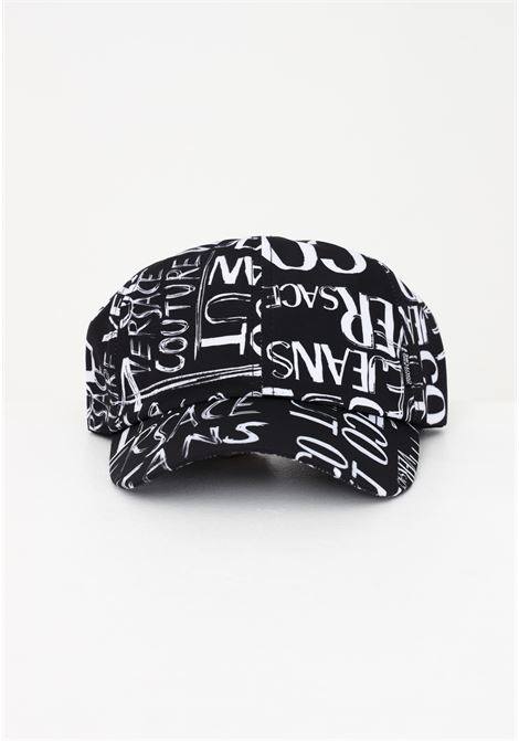 Black cap for men with logo lettering print VERSACE JEANS COUTURE | Hat | 74YAZK17ZS572L01