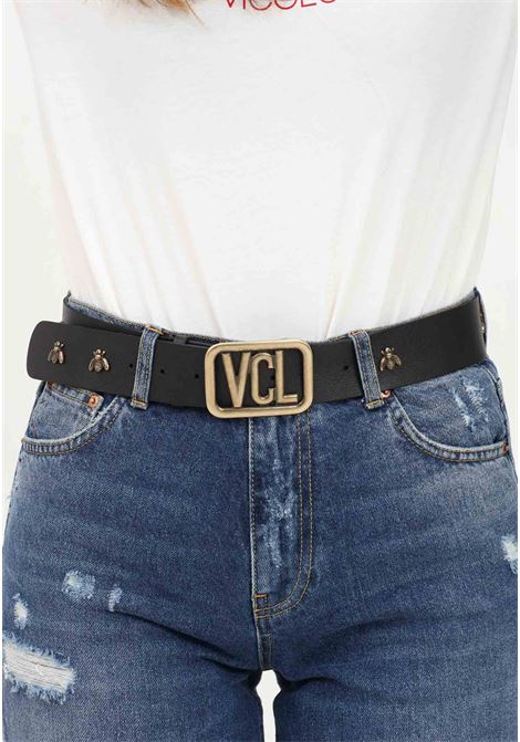Cintura nera da donna con fibbia VCL e dettaglio api VICOLO | Cinture | AE0013A99