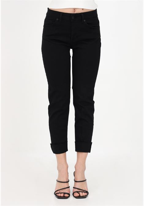 Black jeans for women with high turn-ups on the bottom VICOLO | Jeans | DE5106A99