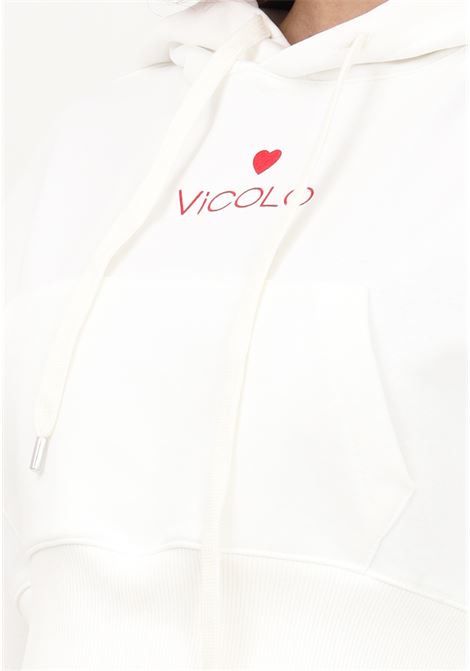 Felpa crop bianca da donna con stampa logo VICOLO | RE0020A02