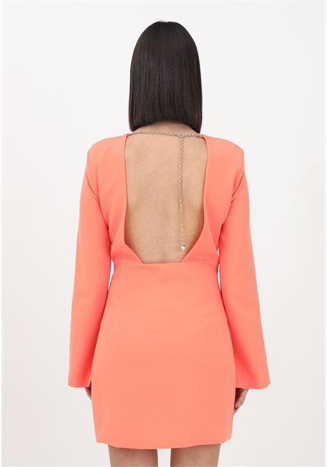 Peach pink short dress for women with back neckline and chain detail VICOLO | TE0007EU32-1