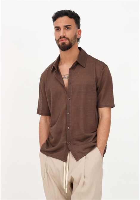 Brown semi transparent casual shirt for men YES LONDON | Shirt | XML3541MARRONE