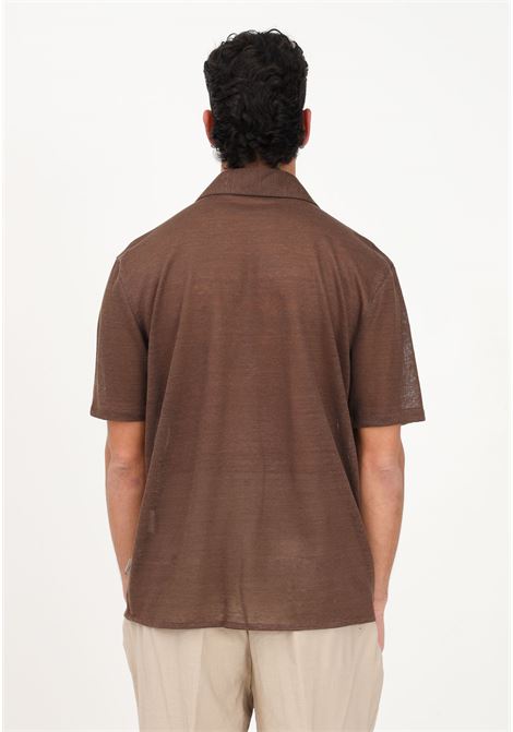 Brown semi transparent casual shirt for men YES LONDON | Shirt | XML3541MARRONE