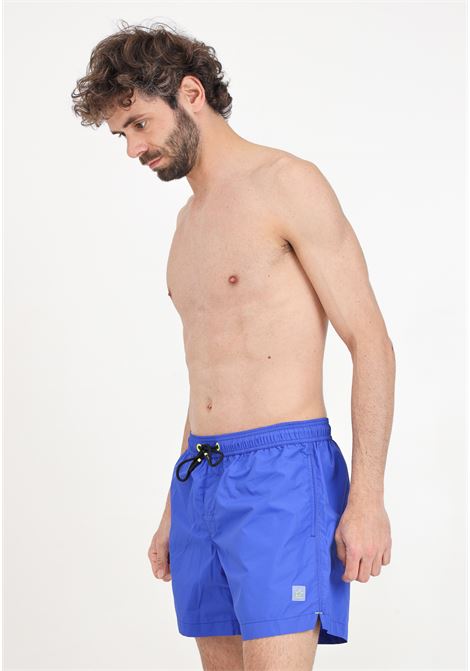 Blue men's swim shorts with logo patch 4GIVENESS | Beachwear | FGBM4000061